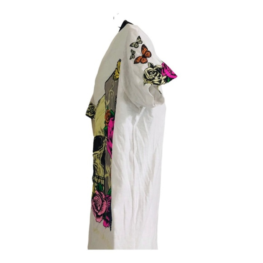 White butterfly floral skull Roses graphic‎ print t-shirt size small brand new - Picture 13 of 15